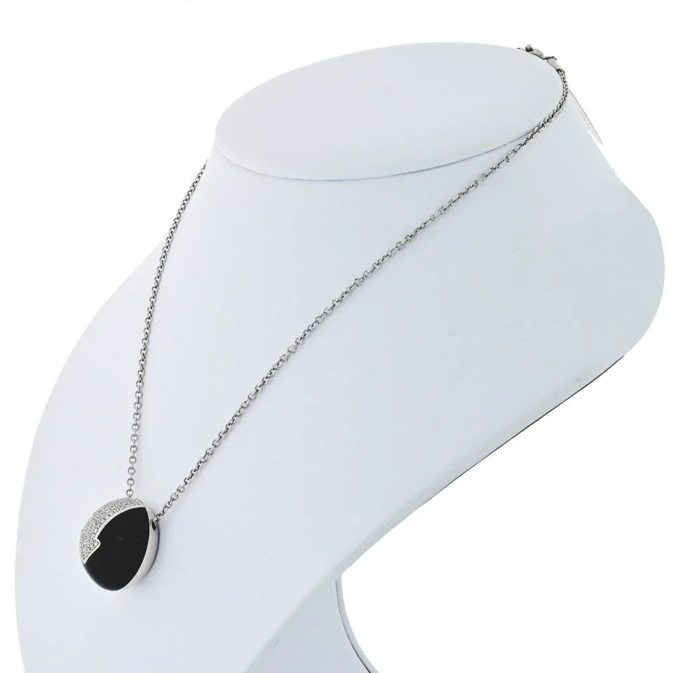 Bvlgari 18K White Gold Diamond Arrow Jet Circle Pendant - The Back Vault