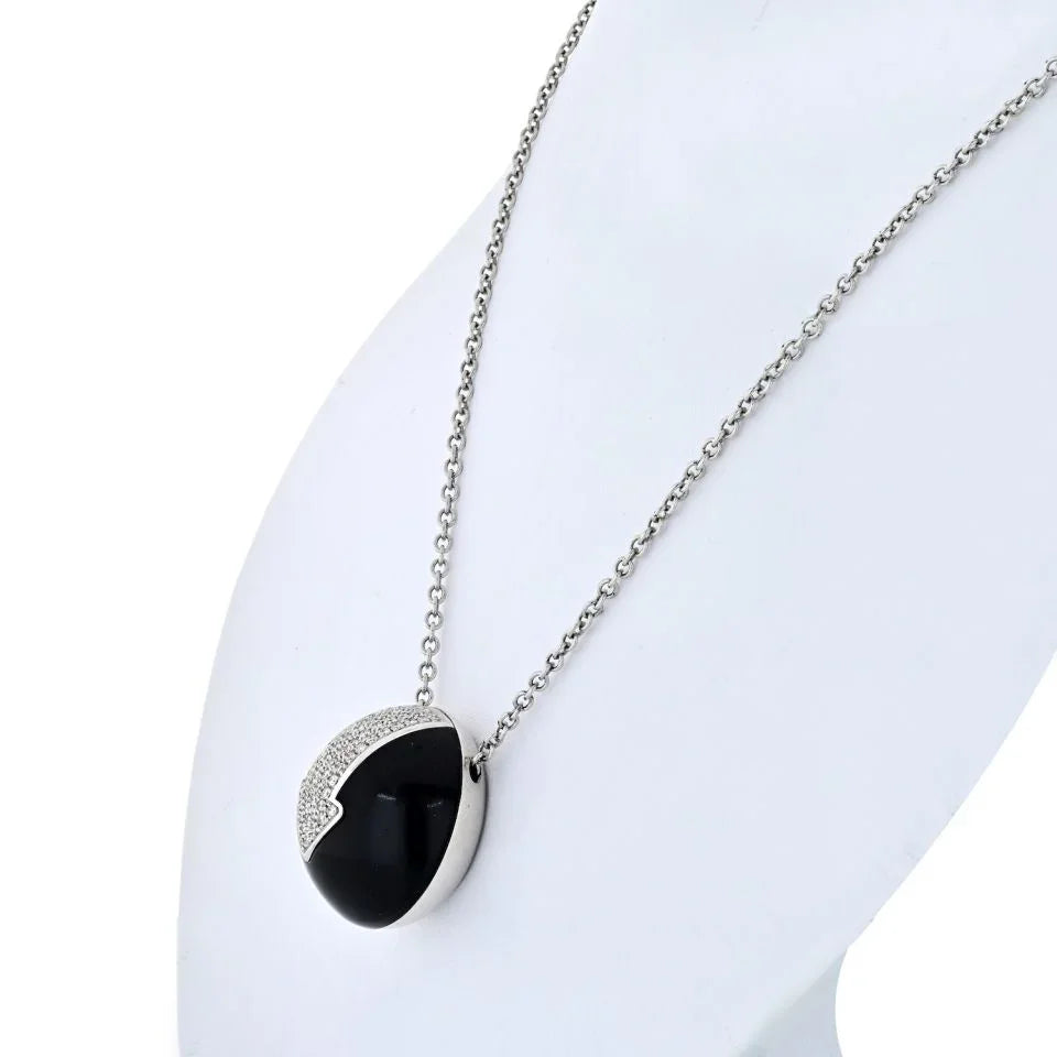 Bvlgari 18K White Gold Diamond Arrow Jet Circle Pendant - The Back Vault