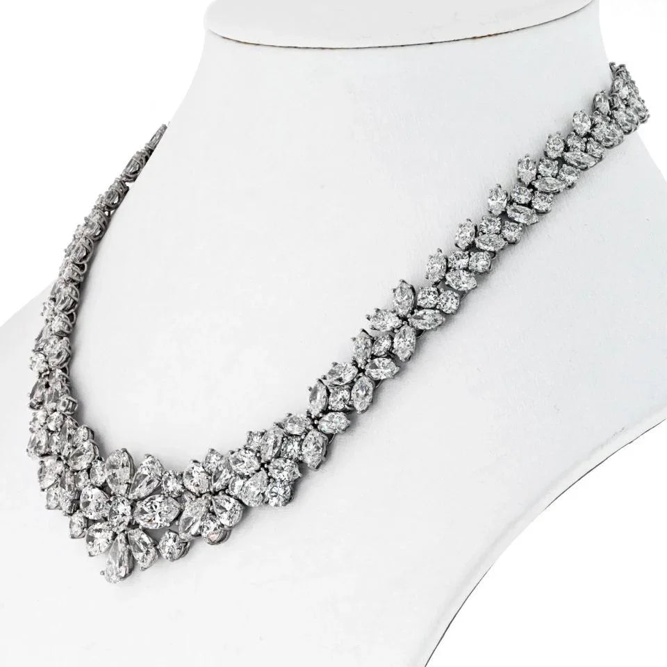 Platinum 75.00cts Diamond Collar Necklace - The Back Vault