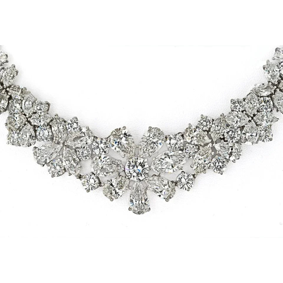 Platinum 75.00cts Diamond Collar Necklace - The Back Vault