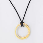 Cartier Trinity 18K Tri Color Pave Diamond Circles on Cord Pendant - The Back Vault