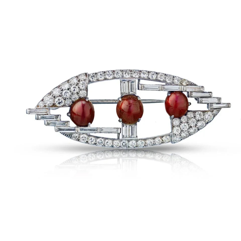 Bailey Banks & Biddle Platinum Ruby And Diamond Vintage Brooch - The Back Vault