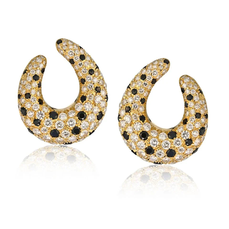 18K Yellow Gold Diamond & Onyx Earrings - The Back Vault