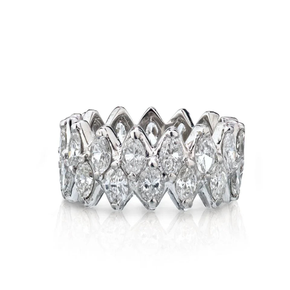 Platinum Marquise Cut approx 7.50 cttw Diamond Eternity Band - The Back Vault