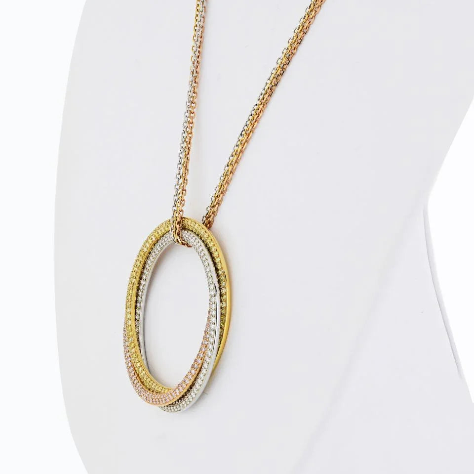 Cartier Trinity 18K Tri Color Triple Circle Diamond Pendant - The Back Vault