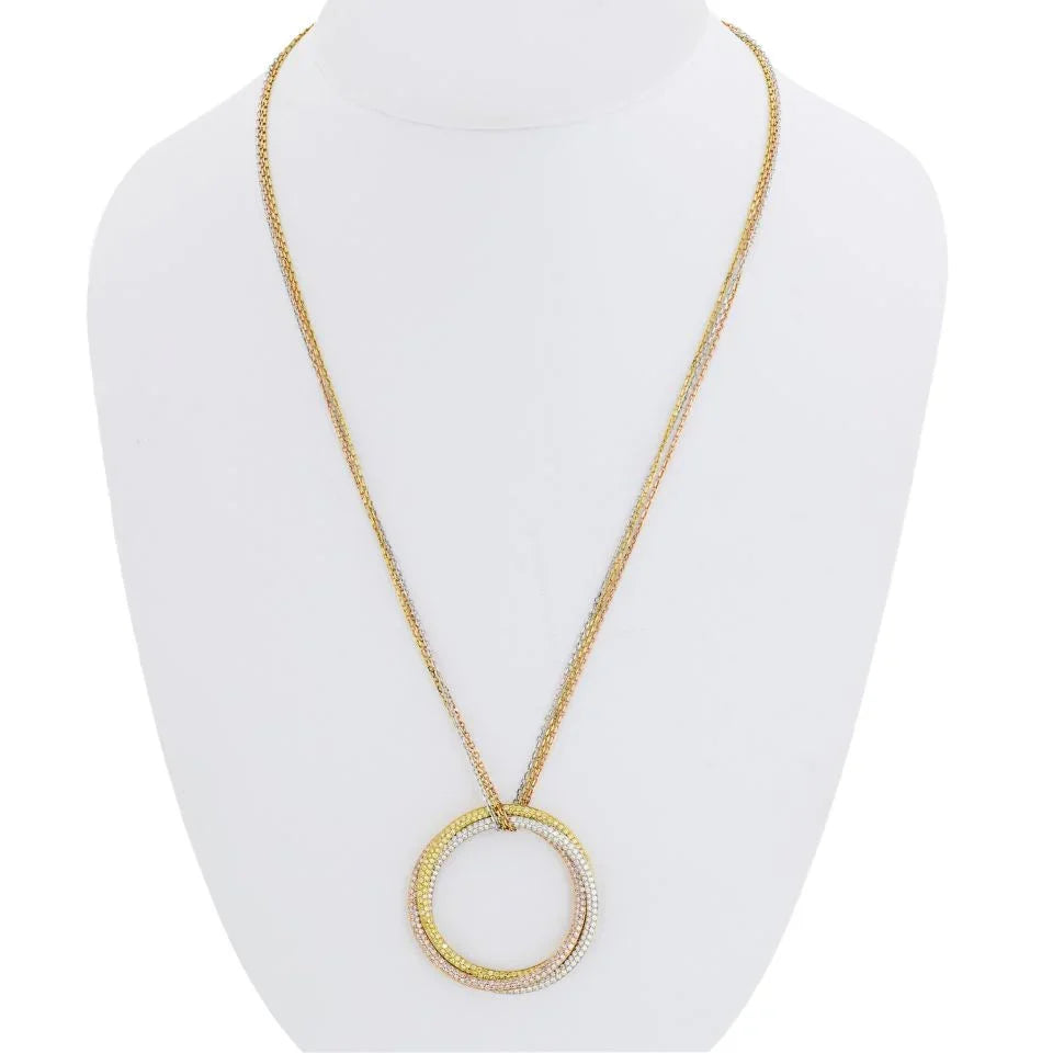 Cartier Trinity 18K Tri Color Triple Circle Diamond Pendant - The Back Vault