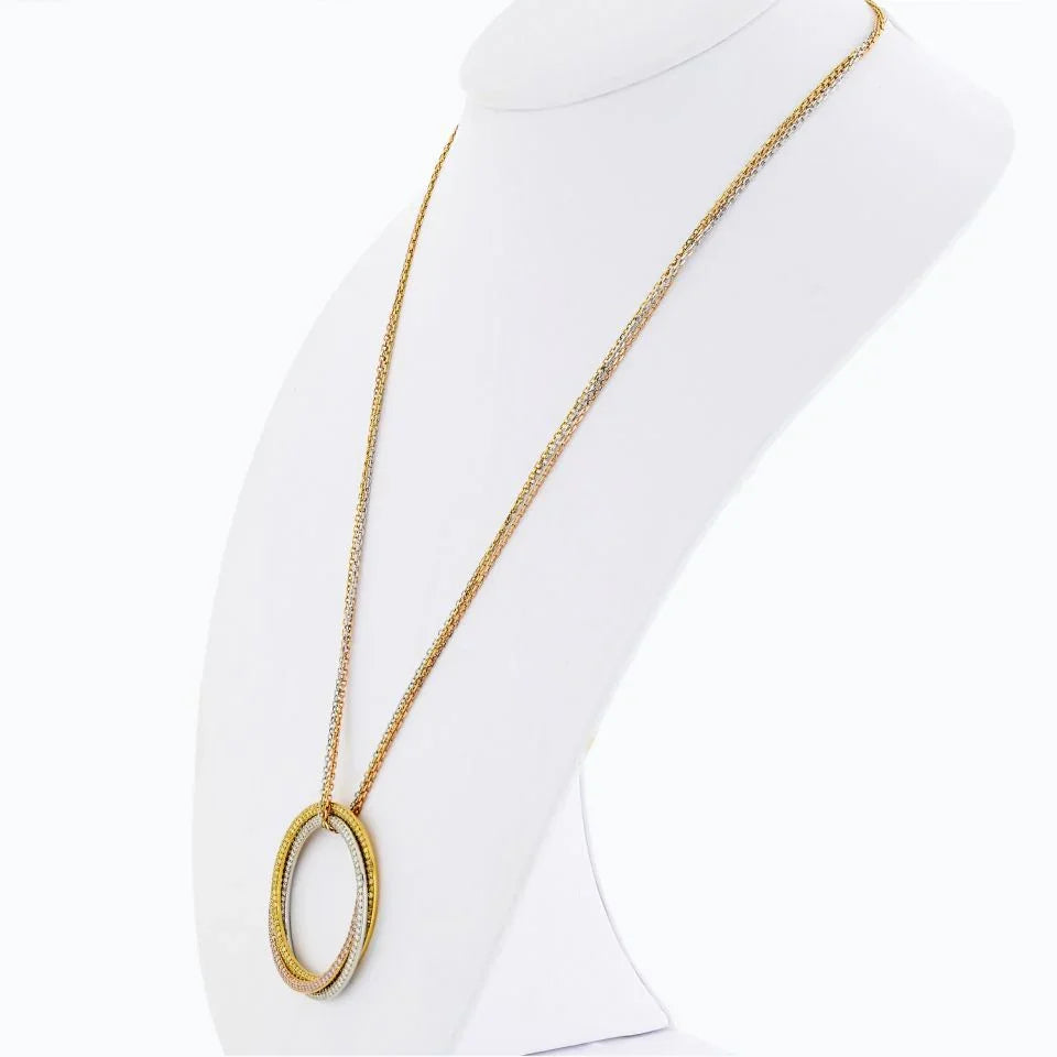 Cartier Trinity 18K Tri Color Triple Circle Diamond Pendant - The Back Vault