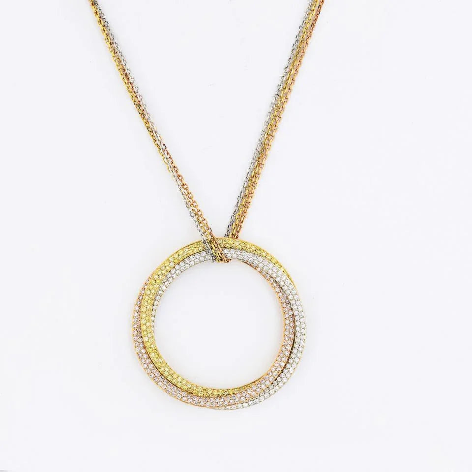 Cartier Trinity 18K Tri Color Triple Circle Diamond Pendant - The Back Vault