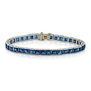 Oscar Heyman Art Deco Platinum Square Sapphires Tennis Bracelet