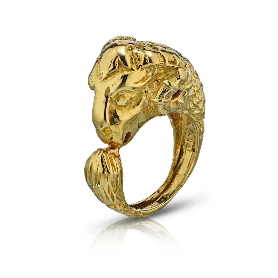 David Webb 18K Yellow Gold Ram Ring - The Back Vault