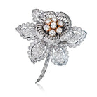 David Webb Flower Platinum & 18K Yellow Gold 12.50 Carats Enteremblant Diamond Brooch - The Back Vault