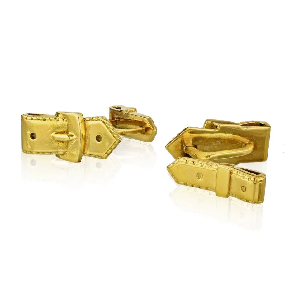 Hermes 18K Yellow Gold Belt Buckle Cuff Links - The Back Vault