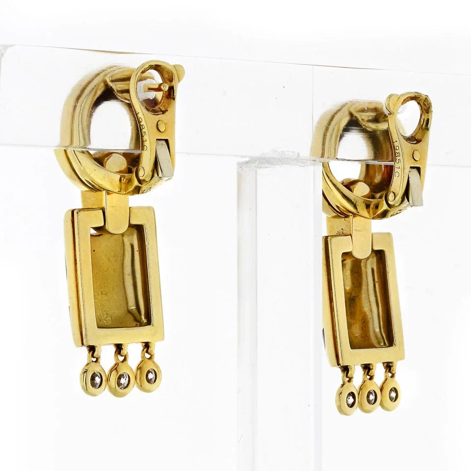 Cartier Panthere 18K Yellow Gold de Cartier Enamel and Diamond Earrings - The Back Vault