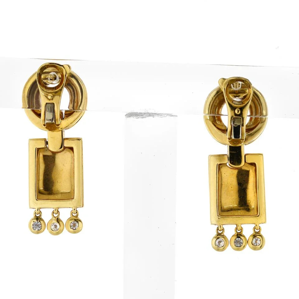 Cartier Panthere 18K Yellow Gold de Cartier Enamel and Diamond Earrings - The Back Vault
