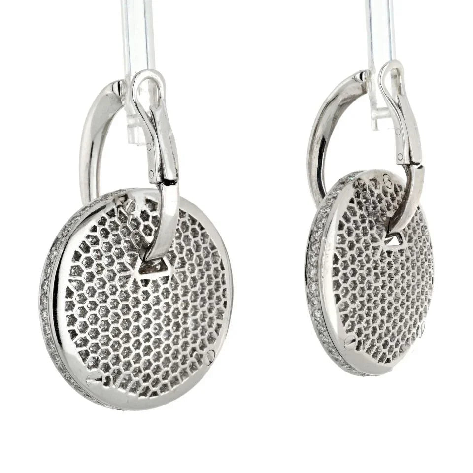 Graff 18K White Gold Medallion Shape Diamond Pave Earrings - The Back Vault