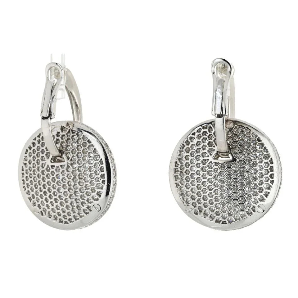Graff 18K White Gold Medallion Shape Diamond Pave Earrings - The Back Vault