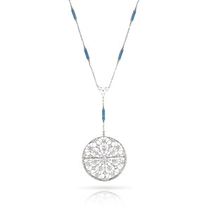 Edwardian Platinum Openwork Round Diamond Filigree Pendant