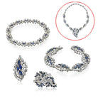 18K White Gold Sapphire And Diamond Convertable Necklace Jewelry Set - The Back Vault