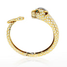 David Webb Panthere Platinum & 18K Yellow Gold White Enamel Diamond Bangle Bracelet - The Back Vault