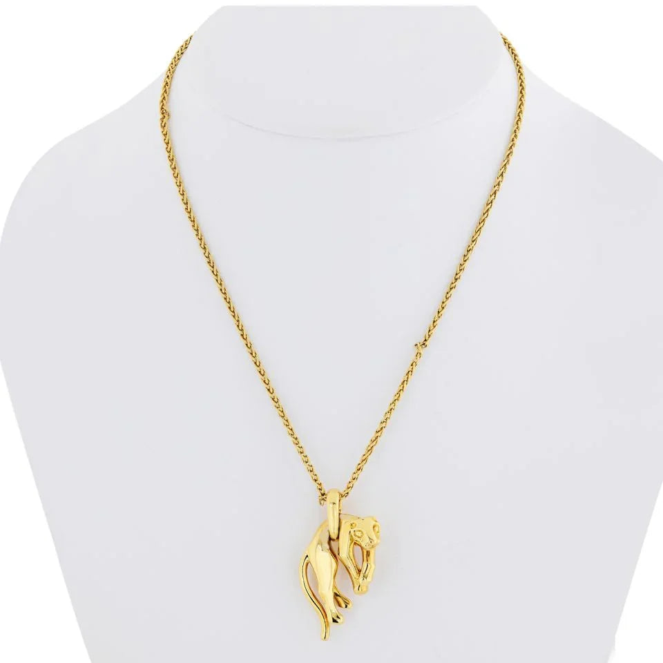 Cartier 18K Yellow Gold Vintage Panthere On A Signature Chain Pendant - The Back Vault