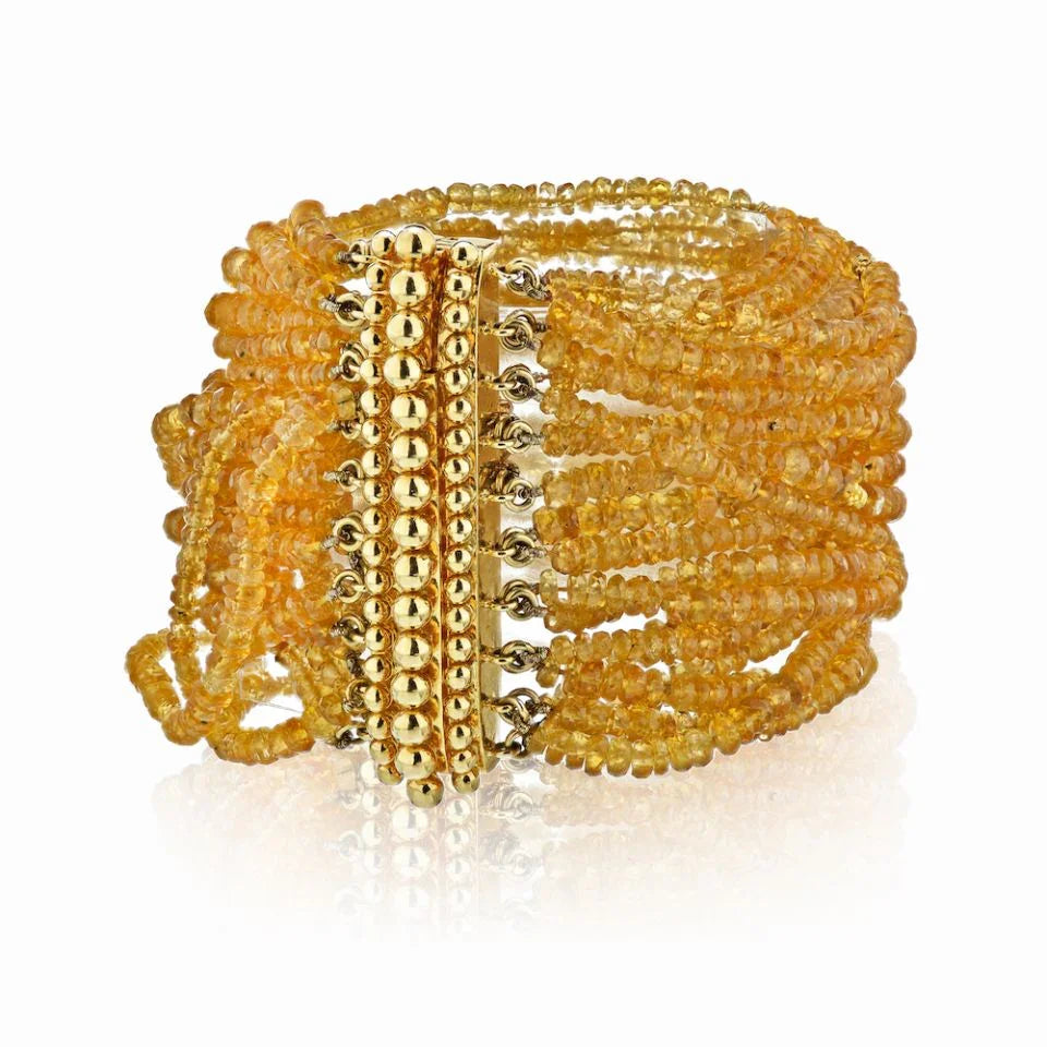 Verdura 18K Yellow Gold Multi-Bead Citrine String Bracelet - The Back Vault