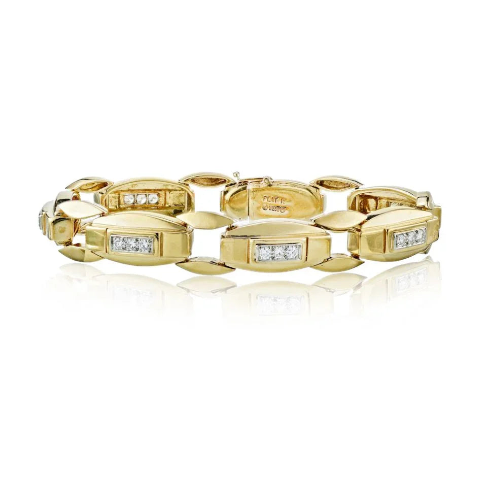 David Webb Platinum & 18K Yellow Gold Diamond 0.78cts Bracelet - The Back Vault