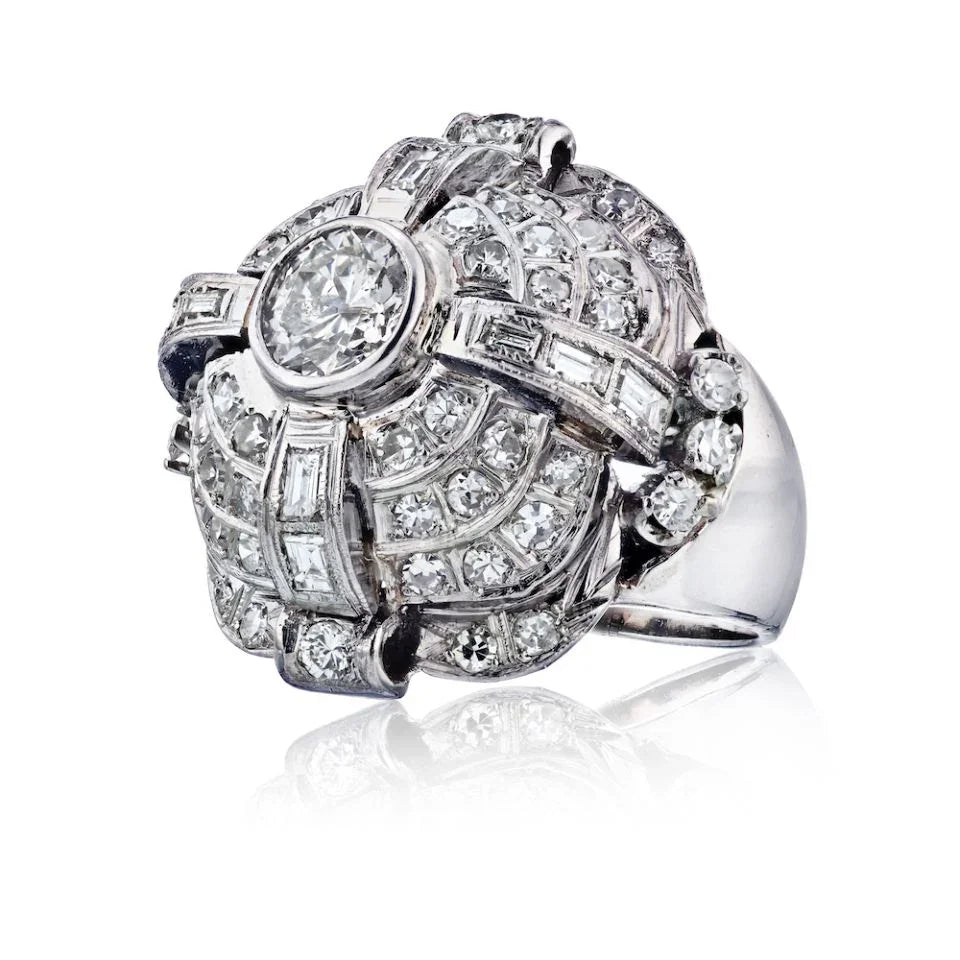 Platinum Dome shaped Diamond Ring - The Back Vault