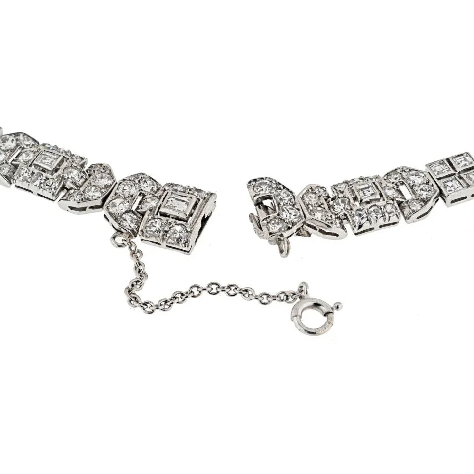 Art Deco Platinum Collar Lavalier Diamond Necklace 44.17 Carats Necklace - The Back Vault