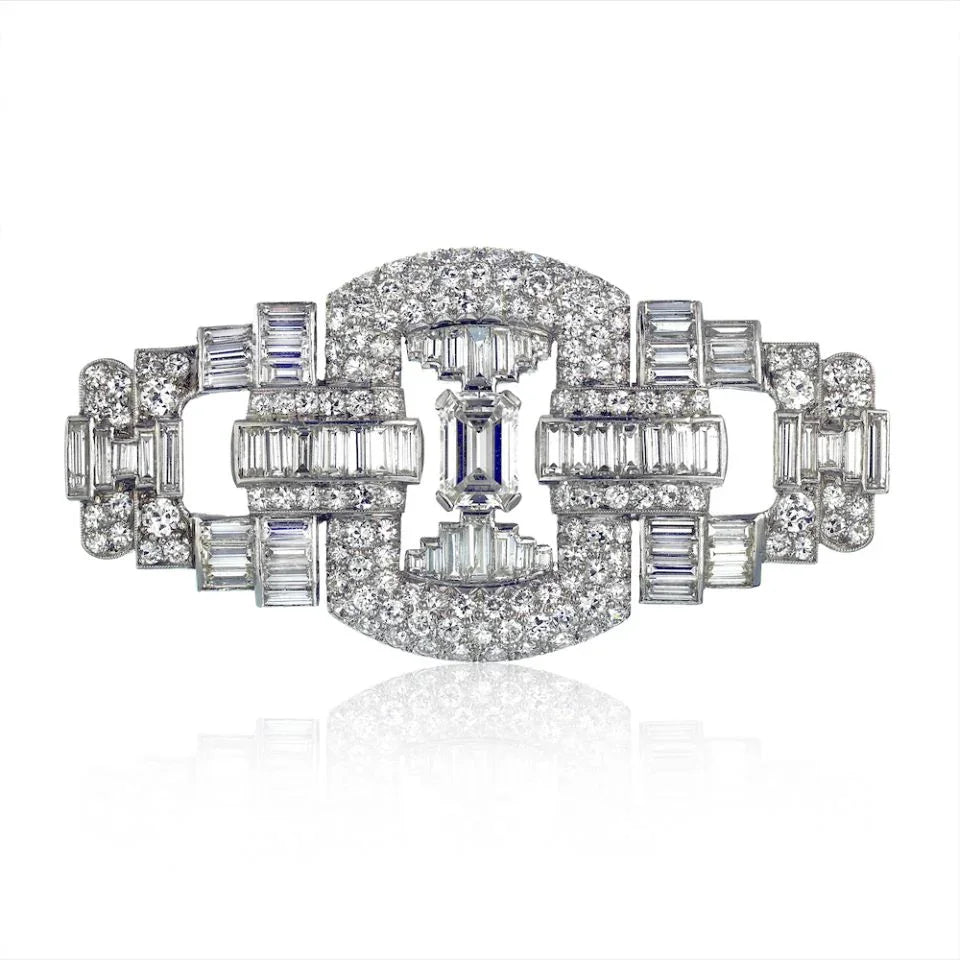 Bert H. Satz Art Deco Platinum Diamond Brooch - The Back Vault