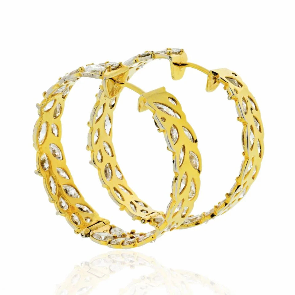 14K Yellow Gold 25.70cts Luxury Diamond Hoop Earrings - The Back Vault