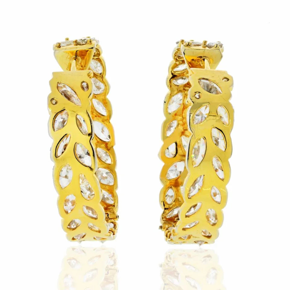 14K Yellow Gold 25.70cts Luxury Diamond Hoop Earrings - The Back Vault