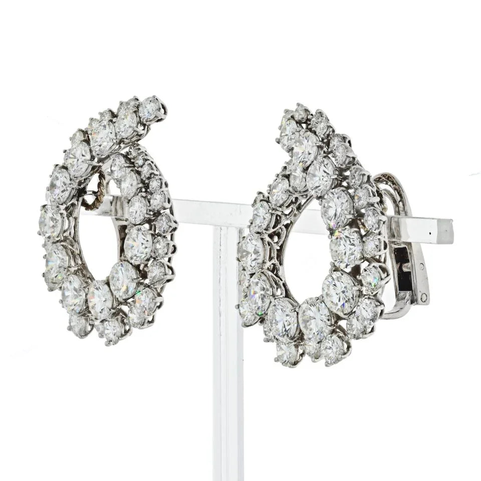 Platinum 18.50 Carat Round Diamond Earrings - The Back Vault