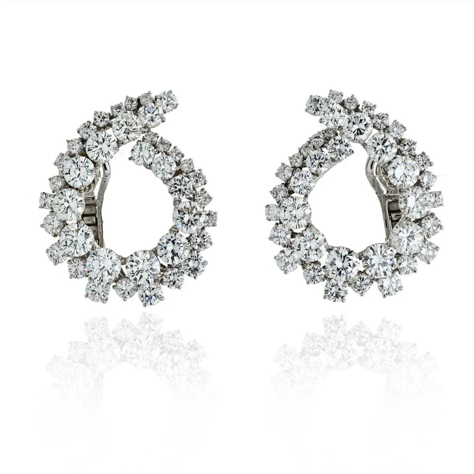 Platinum 18.50 Carat Round Diamond Earrings - The Back Vault