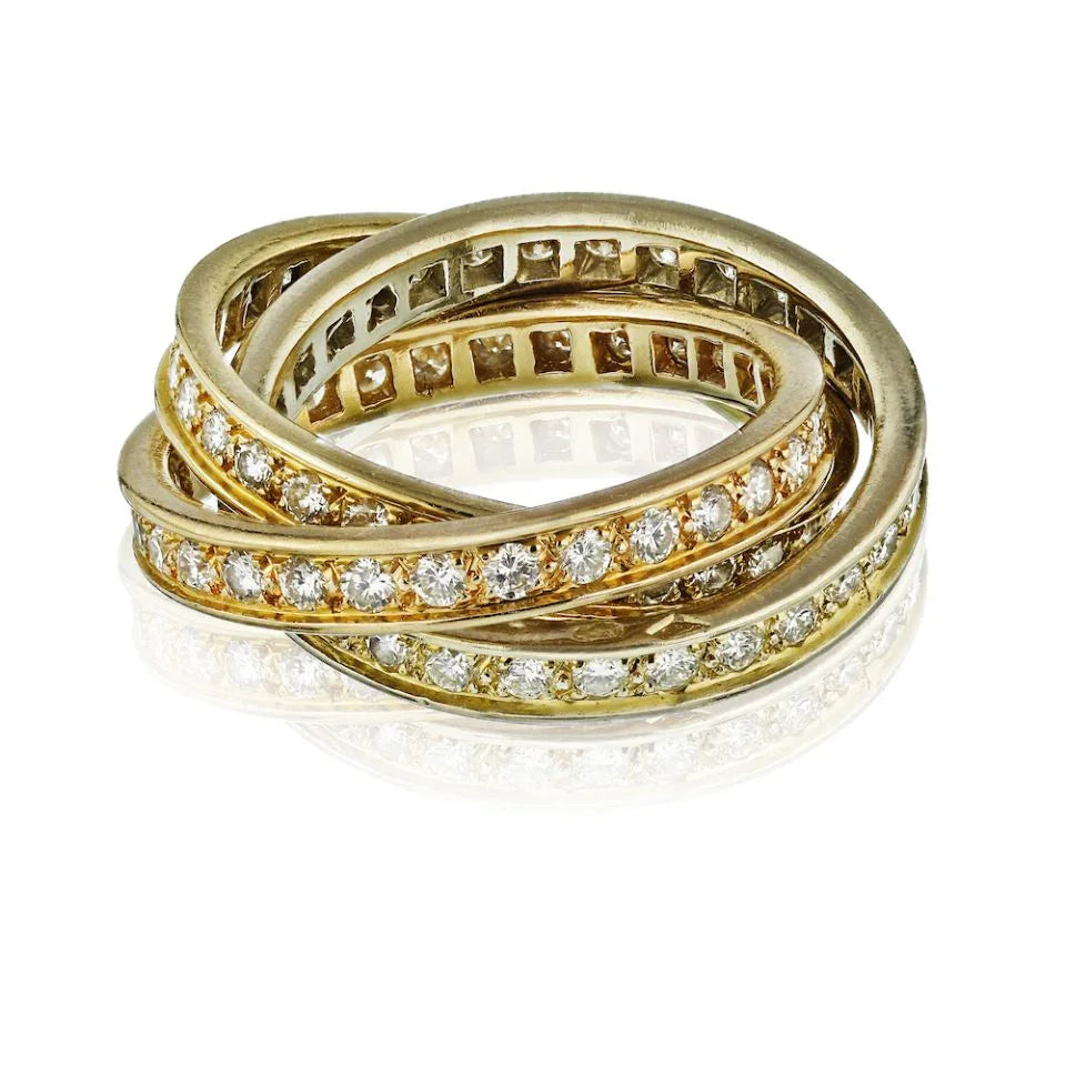 Cartier Trinity 18K Tri Color Diamond Ring - The Back Vault