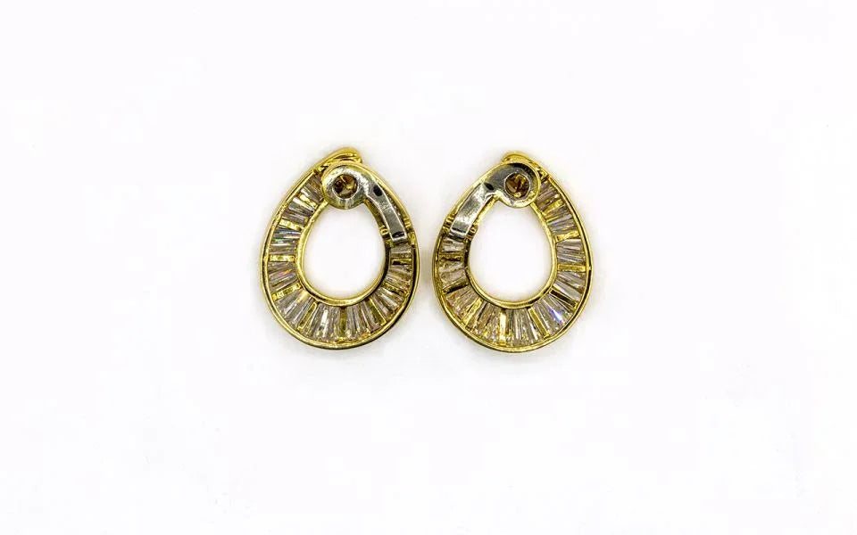 Oscar Heyman 18K Yellow Gold 7 carat Baguette Diamond Earrings - The Back Vault