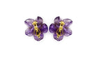 14K Yellow Gold Amethyst Flower Brooch & Earrings Jewelry Set - The Back Vault