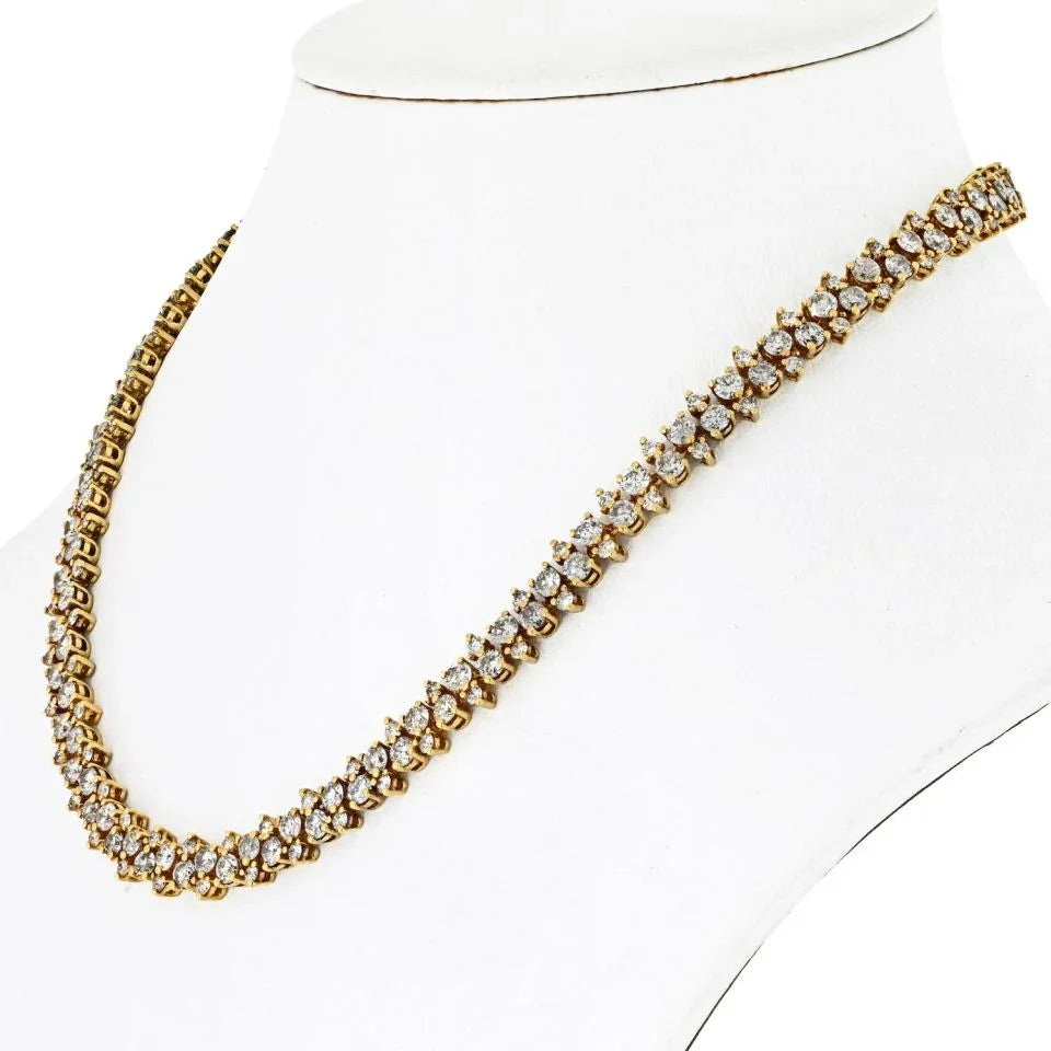 18K Yellow Gold 20 Carat Round Diamond Necklace - The Back Vault