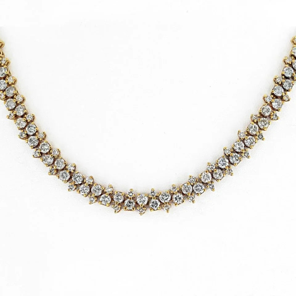 18K Yellow Gold 20 Carat Round Diamond Necklace - The Back Vault