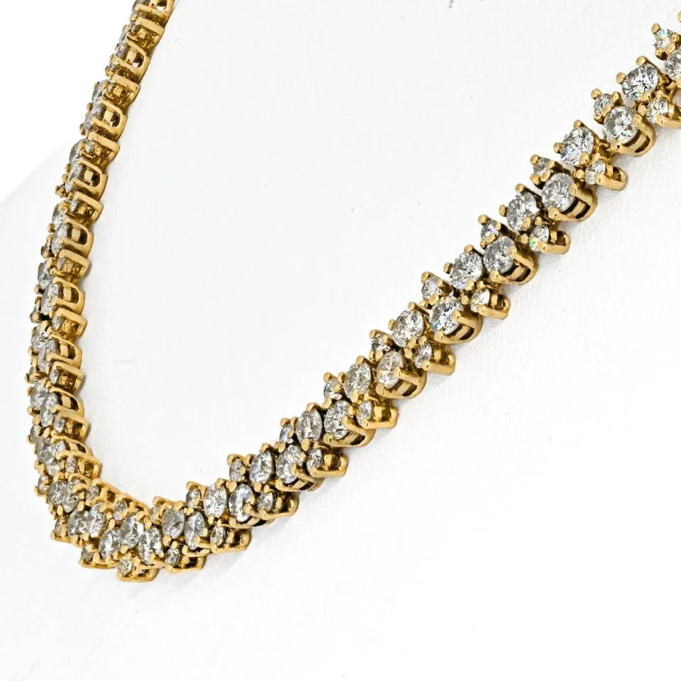 18K Yellow Gold 20 Carat Round Diamond Necklace - The Back Vault