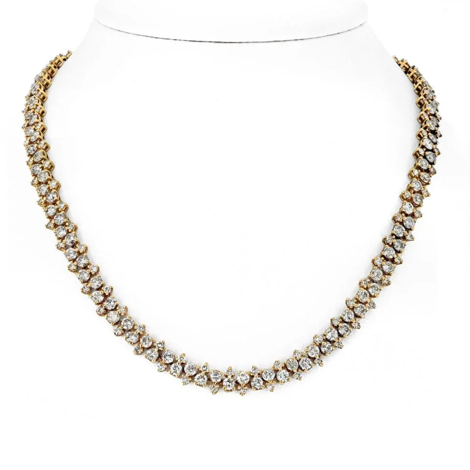 18K Yellow Gold 20 Carat Round Diamond Necklace - The Back Vault