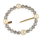 Victorian Platinum & 14K Yellow Gold Diamond And Pearl Vintage Brooch - The Back Vault