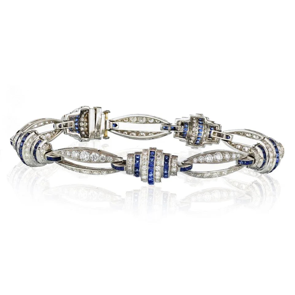 Art Deco Platinum 1930's Sapphire & Diamond Bracelet - The Back Vault