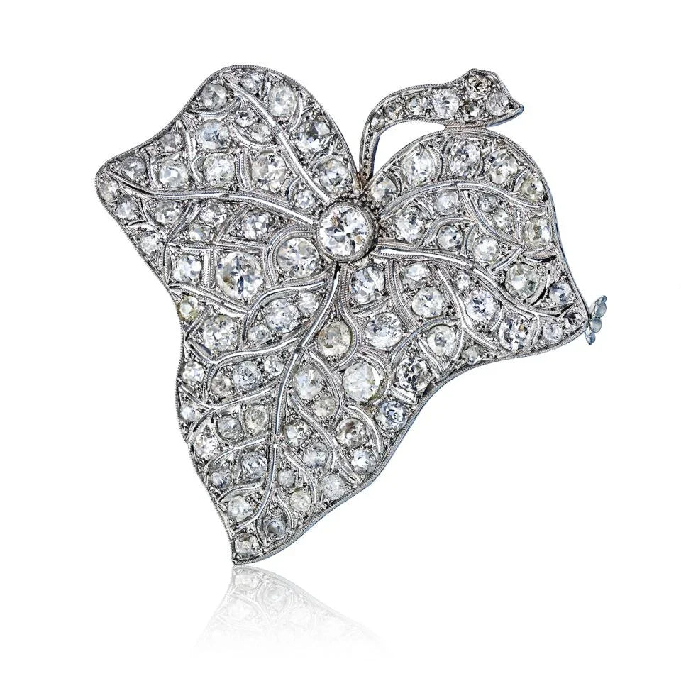 Art Deco Platinum Leaf Brooch - The Back Vault