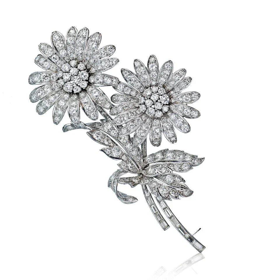 Flower Platinum 20 carat Sunflower Brooch - The Back Vault