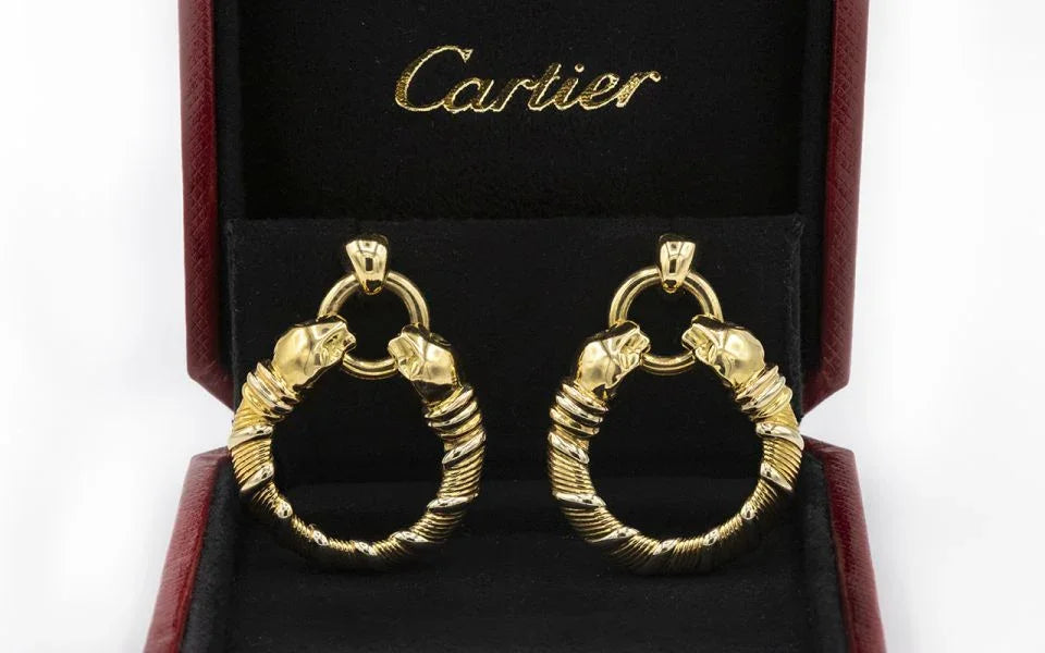 Cartier Panthere 18K Yellow Gold Vintage Hoop Earrings - The Back Vault