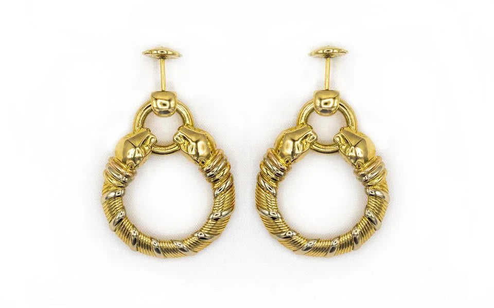 Cartier Panthere 18K Yellow Gold Vintage Hoop Earrings - The Back Vault