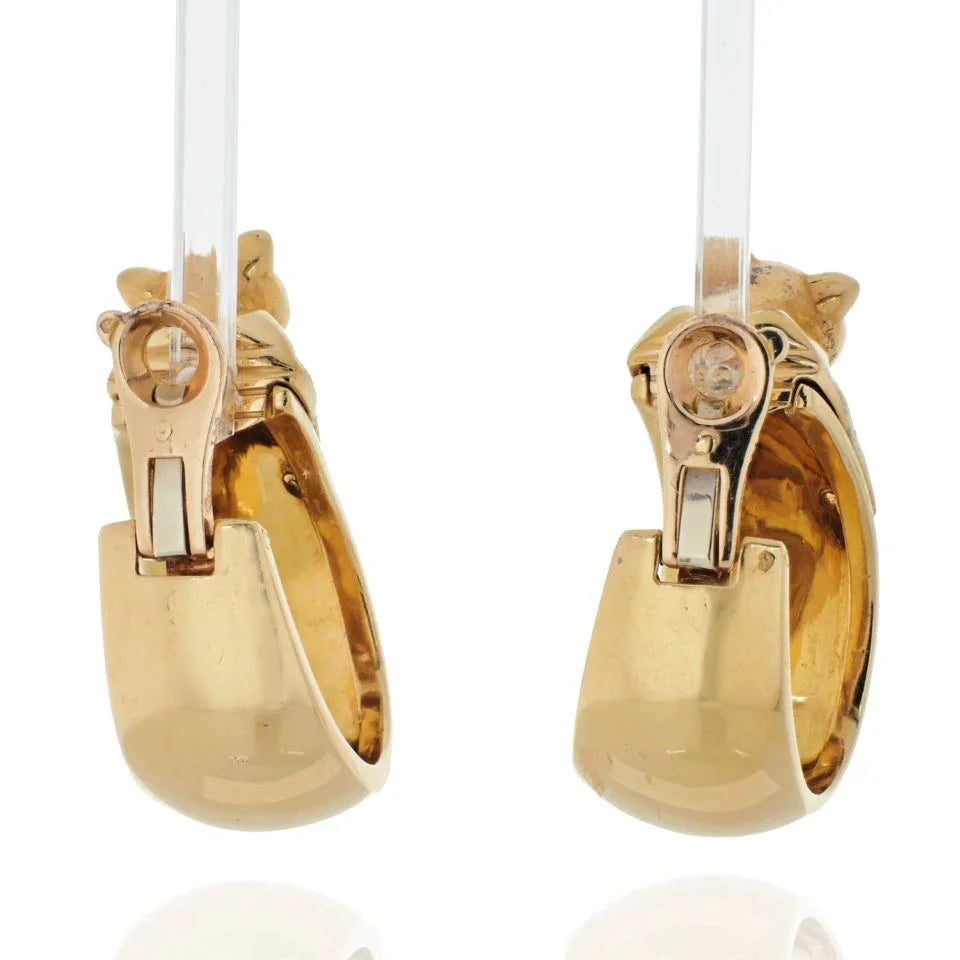 Cartier Panthere Heads Large Vintage Clip-On Hoop Earrings - The Back Vault