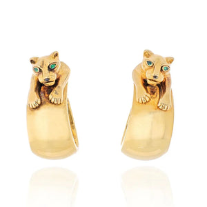 Cartier Panthere Heads Large Vintage Clip-On Hoop Earrings