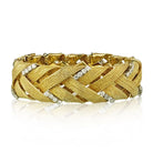 David Webb Platinum & 18K Yellow Gold Vintage Woven Gold with Diamonds Bracelet - The Back Vault