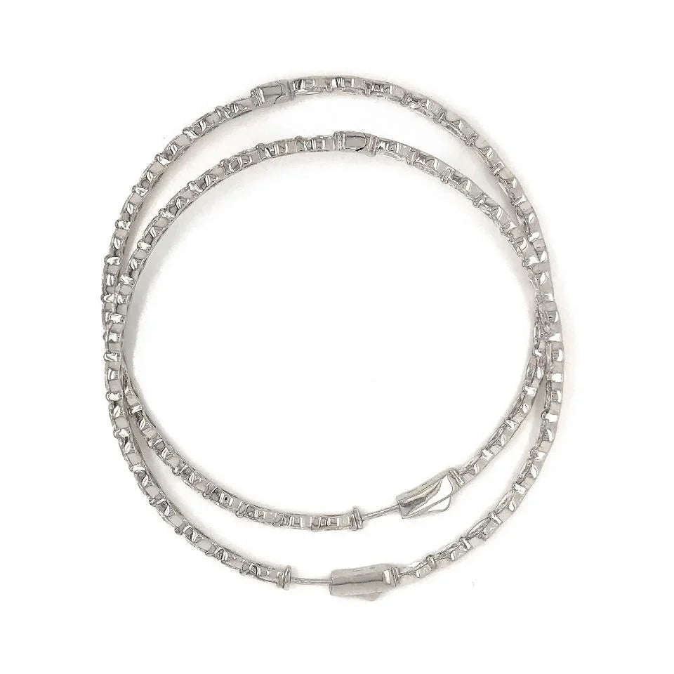 18K White Gold Diamond Hoop 10.00cttw Earrings - The Back Vault
